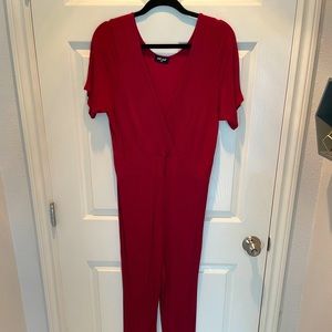 Red ribbed romper